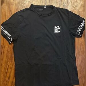 Karl Lagerfeld Black Tee with Logo Accents